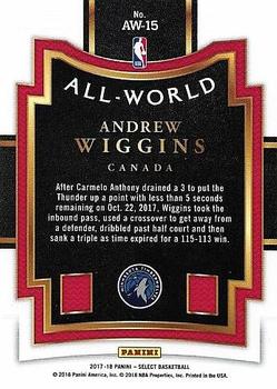 2017-18 Panini Select - All-World #AW-15 Andrew Wiggins Back