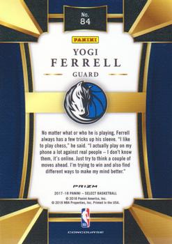2017-18 Panini Select - Silver Prizms #84 Yogi Ferrell Back