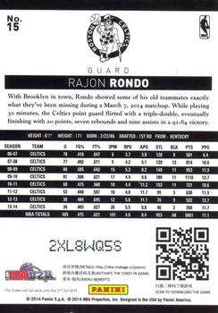2014-15 Panini NBA (International) - Player Cards #15 Rajon Rondo Back