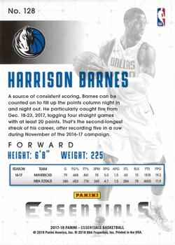 2017-18 Panini Essentials #128 Harrison Barnes Back