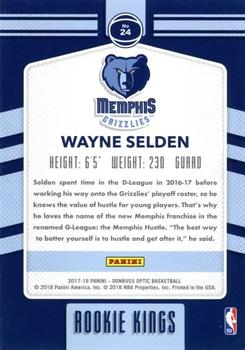 2017-18 Donruss Optic - Rookie Kings #24 Wayne Selden Jr. Back