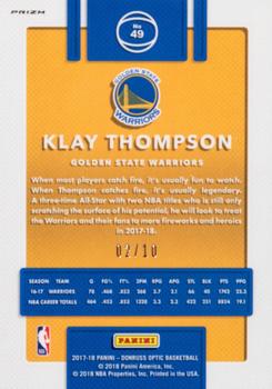 2017-18 Donruss Optic - Fast Break Gold #49 Klay Thompson Back