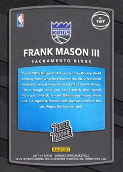 2017-18 Donruss Optic - Rated Rookie Shock #167 Frank Mason III Back