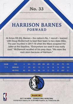 2017-18 Panini Cornerstones #33 Harrison Barnes Back