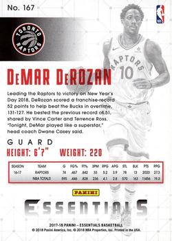 2017-18 Panini Essentials - Retail #167 DeMar DeRozan Back