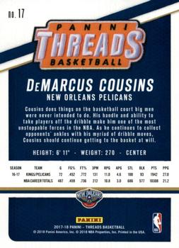 2017-18 Panini Threads #17 DeMarcus Cousins Back