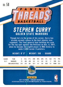 2017-18 Panini Threads #50 Stephen Curry Back