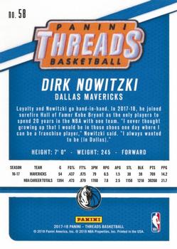 2017-18 Panini Threads #58 Dirk Nowitzki Back