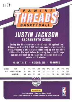 2017-18 Panini Threads #74 Justin Jackson Back