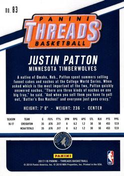 2017-18 Panini Threads #83 Justin Patton Back