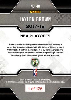 2017-18 Panini Instant NBA Playoffs #48 Jaylen Brown Back