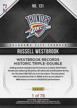 2018-19 Panini Instant NBA #131 Russell Westbrook Back