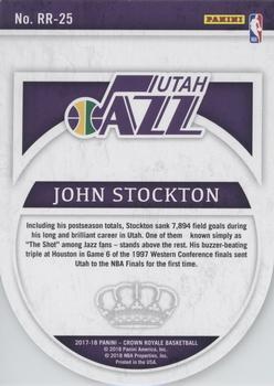 2017-18 Panini Crown Royale - Roundball Royalty Red #RR-25 John Stockton Back