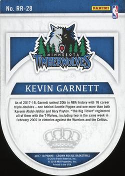 2017-18 Panini Crown Royale - Roundball Royalty Red #RR-28 Kevin Garnett Back