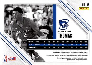 2018 Panini Contenders Draft Picks - Game Day Ticket #16 Khyri Thomas Back