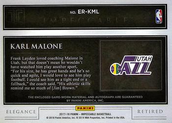 2017-18 Panini Impeccable - Elegance Retired Jersey Autographs #ER-KML Karl Malone Back