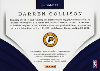 2017-18 Panini Immaculate Collection - Standout Memorabilia Gold #SM-DCL Darren Collison Back