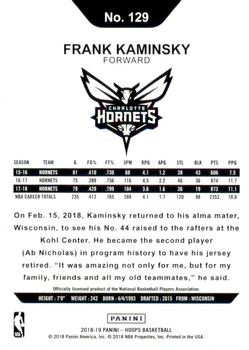 2018-19 Hoops - Silver #129 Frank Kaminsky Back