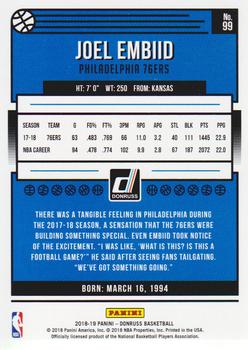 2018-19 Donruss - Press Proof Red Laser #99 Joel Embiid Back