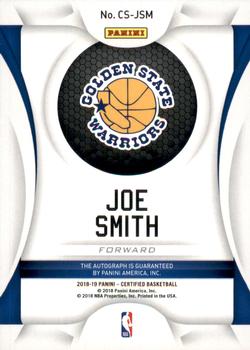 2018-19 Panini Certified - Choice Signatures #CS-JSM Joe Smith Back