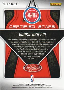 2018-19 Panini Certified - Certified Stars #CSR-17 Blake Griffin Back