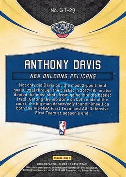 2018-19 Panini Certified - Gold Team #GT-29 Anthony Davis Back