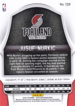 2018-19 Panini Certified - Red #139 Jusuf Nurkic Back