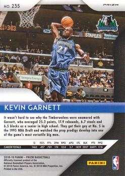 2018-19 Panini Prizm - Prizms Hyper #235 Kevin Garnett Back