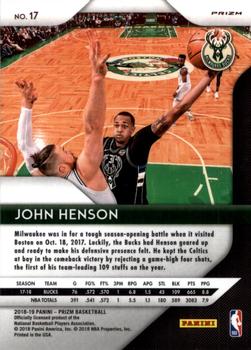 2018-19 Panini Prizm - Prizms Red Ice #17 John Henson Back