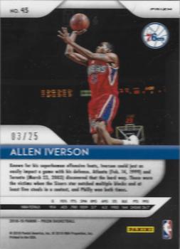 2018-19 Panini Prizm - Prizms Green Pulsar #45 Allen Iverson Back