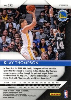 2018-19 Panini Prizm - Prizms Choice Tiger Stripe #242 Klay Thompson Back