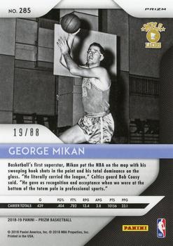2018-19 Panini Prizm - Prizms Choice Red #285 George Mikan Back