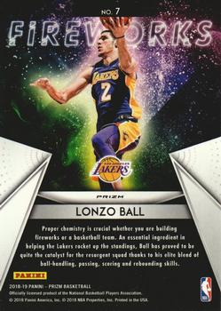 2018-19 Panini Prizm - Fireworks Fast Break #7 Lonzo Ball Back