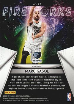 2018-19 Panini Prizm - Fireworks Fast Break #27 Marc Gasol Back