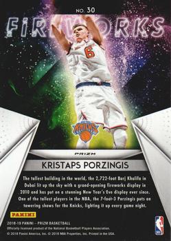 2018-19 Panini Prizm - Fireworks Fast Break #30 Kristaps Porzingis Back