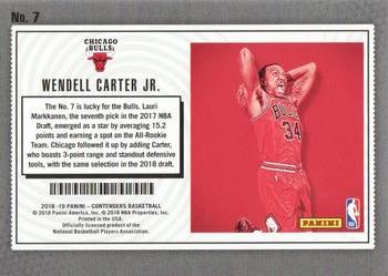 2018-19 Panini Contenders - Lottery Ticket #7 Wendell Carter Jr. Back