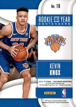 2018-19 Panini Contenders - Rookie of the Year Contenders #10 Kevin Knox Back