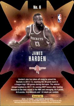 2018-19 Panini Contenders - Superstar Die Cuts #6 James Harden Back