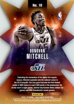 2018-19 Panini Contenders - Superstar Die Cuts #10 Donovan Mitchell Back