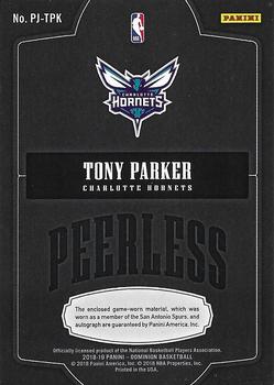 2018-19 Panini Dominion - Peerless Jersey Autographs #PJ-TPK Tony Parker Back