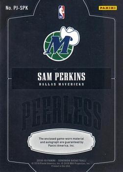 2018-19 Panini Dominion - Peerless Jersey Autographs #PJ-SPK Sam Perkins Back