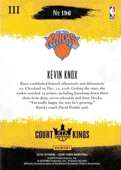 2018-19 Panini Court Kings #196 Kevin Knox Back