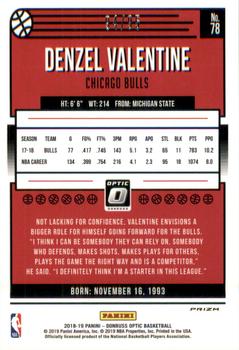 2018-19 Donruss Optic - Fast Break Purple #78 Denzel Valentine Back