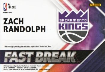 2018-19 Donruss Optic - Fast Break Signatures #FB-ZRD Zach Randolph Back