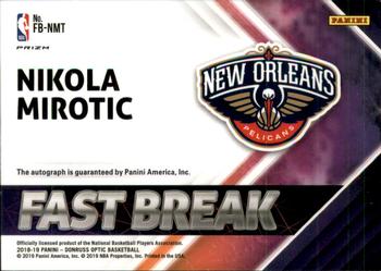 2018-19 Donruss Optic - Fast Break Signatures #FB-NMT Nikola Mirotic Back