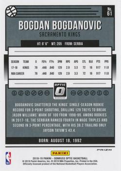2018-19 Donruss Optic - Holo #61 Bogdan Bogdanovic Back