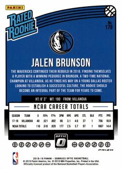 2018-19 Donruss Optic - Holo #179 Jalen Brunson Back