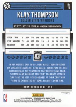 2018-19 Donruss Optic - Premium Box Set #12 Klay Thompson Back