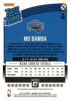 2018-19 Donruss Optic - Rated Rookies Signatures #160 Mo Bamba Back