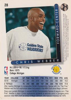 1993-94 Upper Deck Golden Grahams (Italian) #28 Chris Webber Back